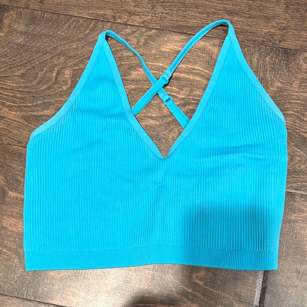 Aerie Blue Ribbed Crop Top